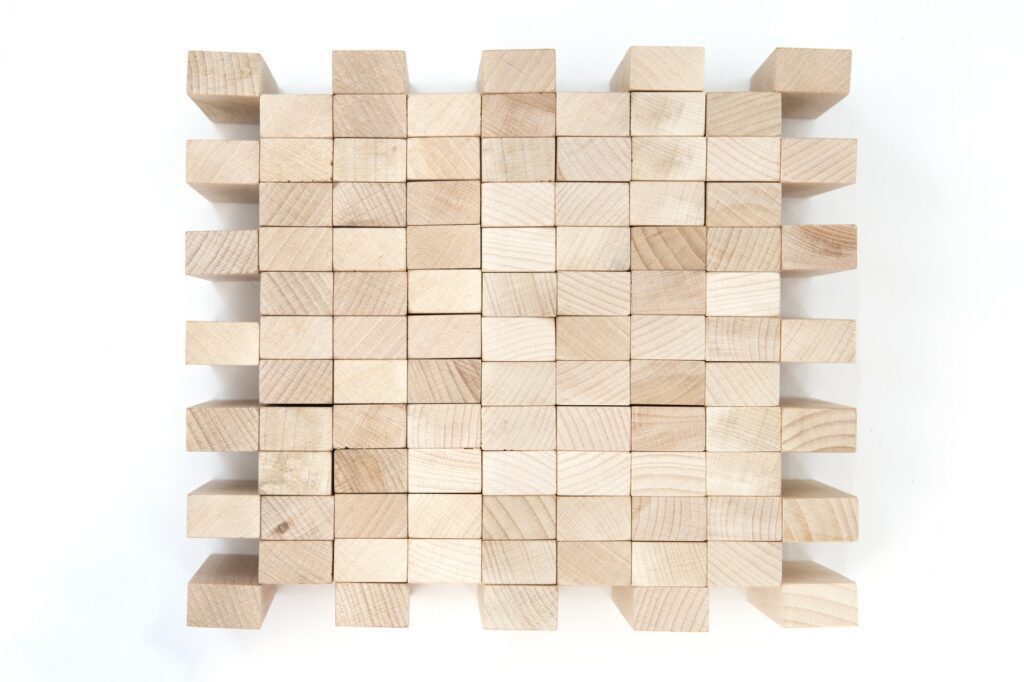 Wooden blocks isolated on the white background